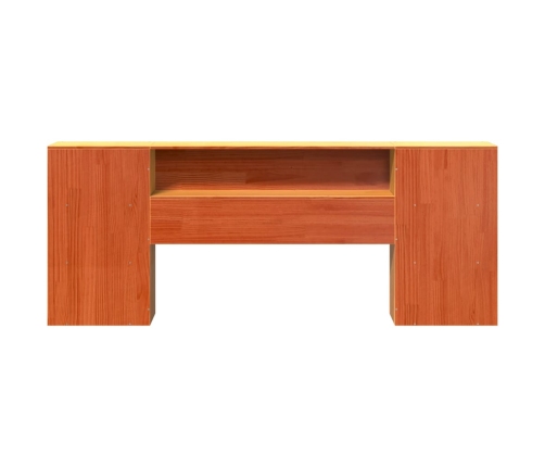 Cabecero de cama almacenaje madera maciza pino marrón 200 cm