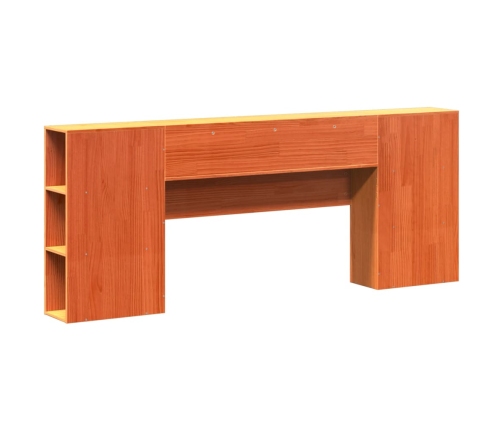 Cabecero de cama almacenaje madera maciza pino marrón 200 cm