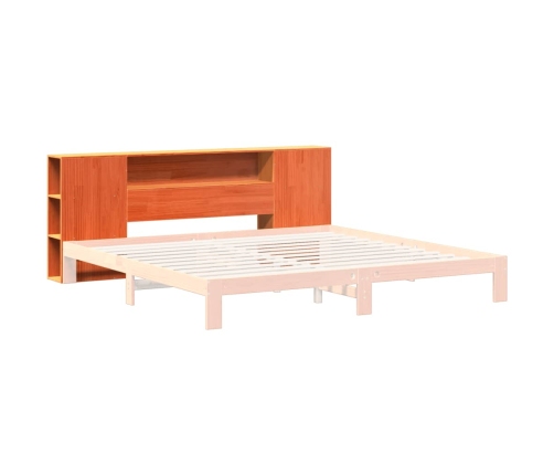 Cabecero de cama almacenaje madera maciza pino marrón 200 cm