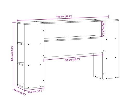 Cabecero de cama con almacenaje madera maciza de pino 160 cm