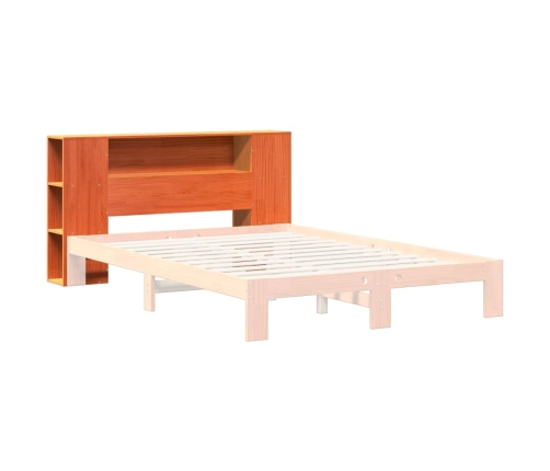 Cabecero de cama almacenaje madera maciza pino marrón 160 cm