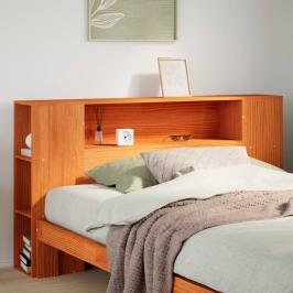 Cabecero de cama almacenaje madera maciza pino marrón 150 cm