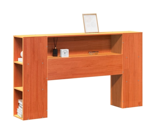 Cabecero de cama almacenaje madera maciza pino marrón 135 cm