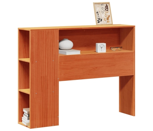 Cabecero de cama almacenaje madera maciza pino marrón 100 cm