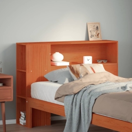 Cabecero de cama almacenaje madera maciza pino marrón 100 cm