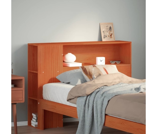 Cabecero de cama almacenaje madera maciza pino marrón 100 cm