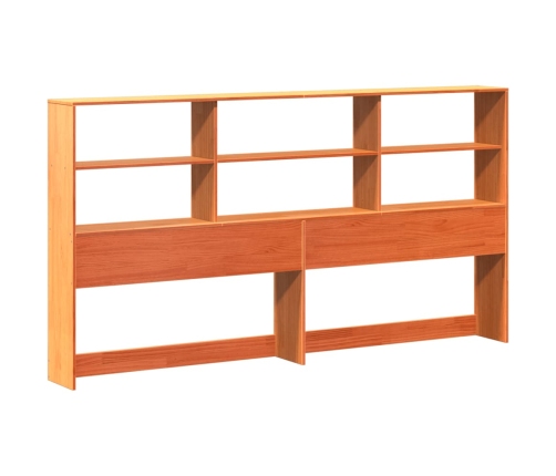 Cabecero de cama almacenaje madera maciza pino marrón 200 cm