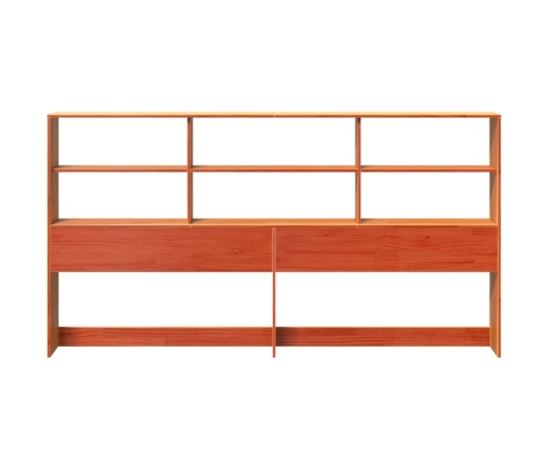 Cabecero de cama almacenaje madera maciza pino marrón 200 cm