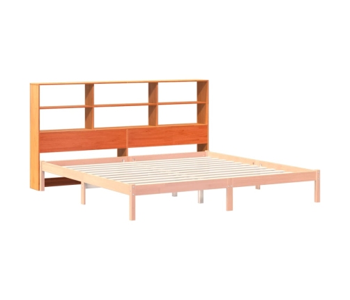 Cabecero de cama almacenaje madera maciza pino marrón 200 cm