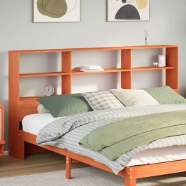 Cabecero de cama almacenaje madera maciza pino marrón 200 cm