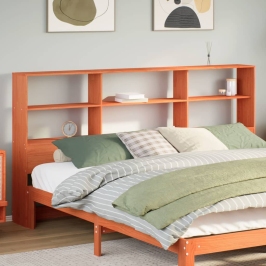 Cabecero de cama almacenaje madera maciza pino marrón 180 cm