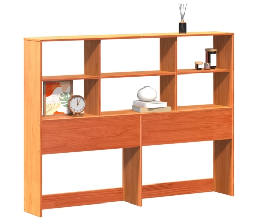 Cabecero de cama almacenaje madera maciza pino marrón 160 cm