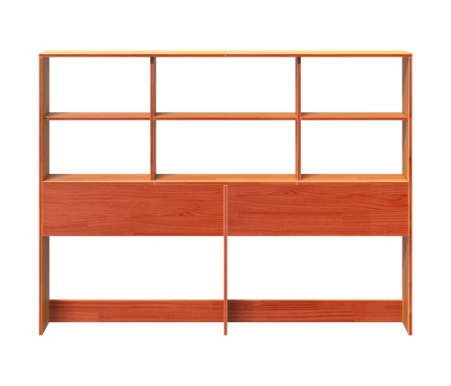 Cabecero de cama almacenaje madera maciza pino marrón 160 cm