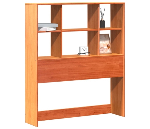 Cabecero de cama almacenaje madera maciza pino marrón 100 cm