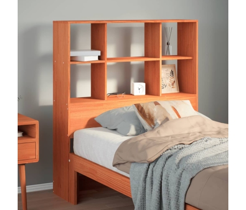 Cabecero de cama almacenaje madera maciza pino marrón 100 cm