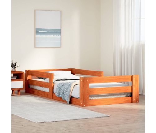 Cama sin colchón madera maciza de pino marrón cera 100x200 cm