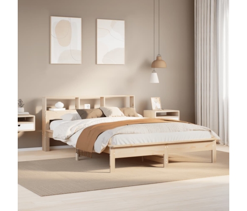 Cama con estantería sin colchón madera maciza de pino 120x200cm