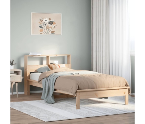 Cama con estantería sin colchón madera maciza de pino 100x200cm