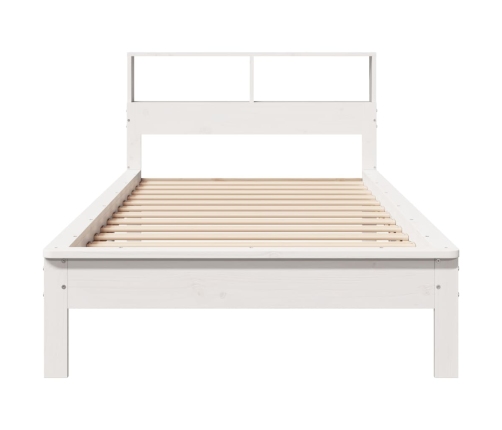 Cama con estantería sin colchón madera maciza blanca 100x200 cm