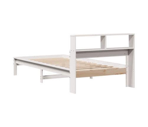 Cama con estantería sin colchón madera maciza blanca 100x200 cm