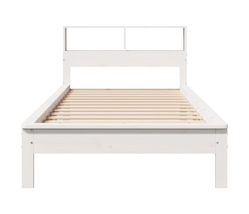 Cama con estantería sin colchón madera maciza blanco 90x200 cm