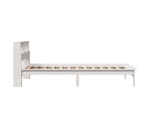 Cama con estantería sin colchón madera maciza blanco 90x200 cm