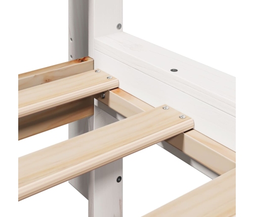 Cama con estantería sin colchón madera maciza blanco 90x200 cm