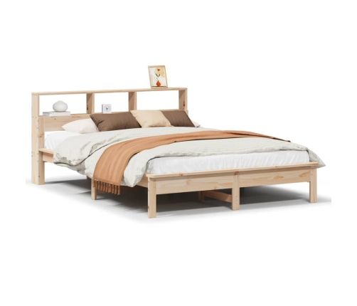 Cama con estantería sin colchón madera maciza de pino 120x190cm