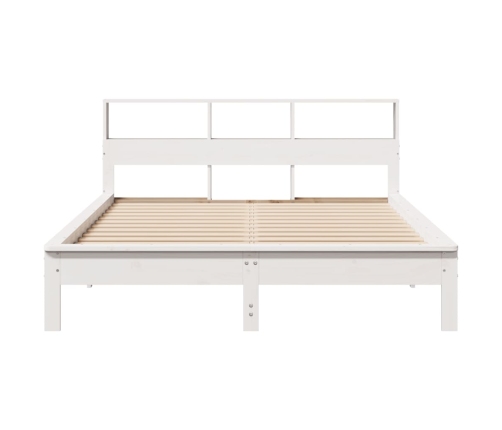 Cama con estantería sin colchón madera maciza blanca 120x190 cm