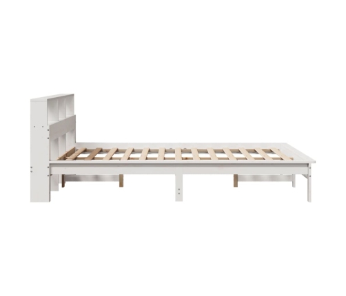 Cama con estantería sin colchón madera maciza blanca 120x190 cm