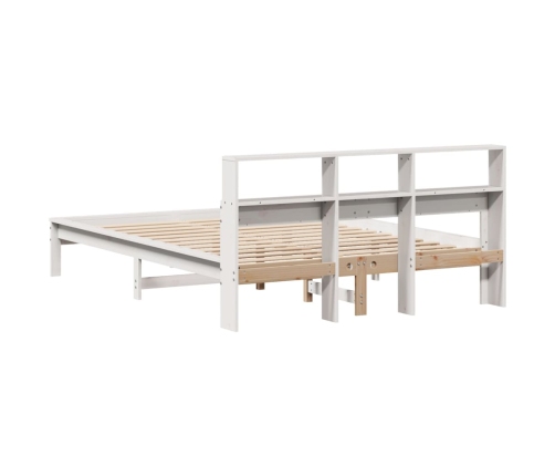 Cama con estantería sin colchón madera maciza blanca 120x190 cm