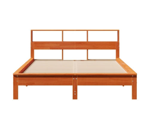 Cama con estantería sin colchón madera maciza marrón 120x190 cm