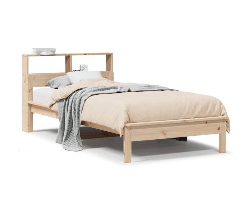 Cama con estantería sin colchón madera maciza de pino 90x190 cm