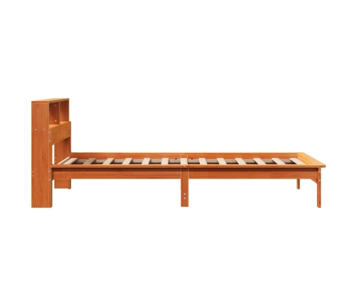 Cama con estantería sin colchón madera maciza marrón 90x190 cm