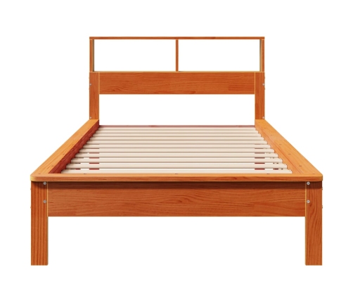 Cama con estantería sin colchón madera maciza marrón 75x190 cm