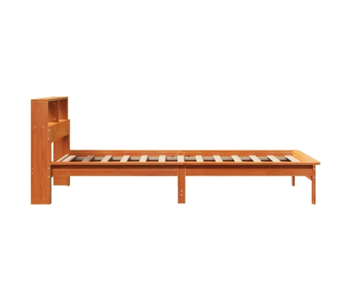 Cama con estantería sin colchón madera maciza marrón 75x190 cm
