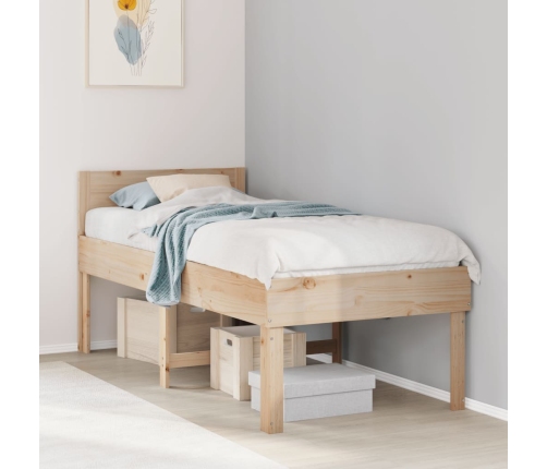 Estructura de cama sin colchón madera maciza de pino 90x200 cm