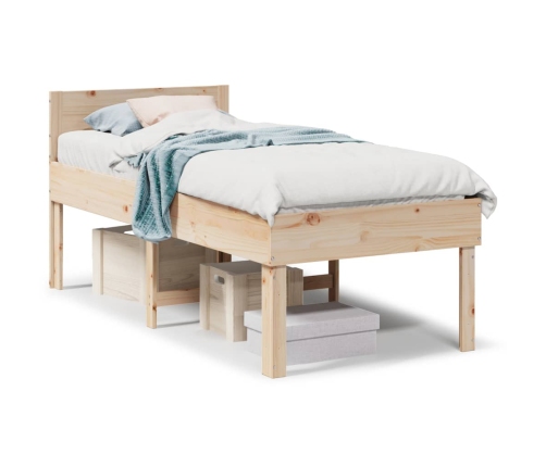 Estructura de cama sin colchón madera maciza de pino 90x190 cm