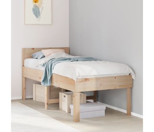 Estructura de cama sin colchón madera maciza de pino 90x190 cm