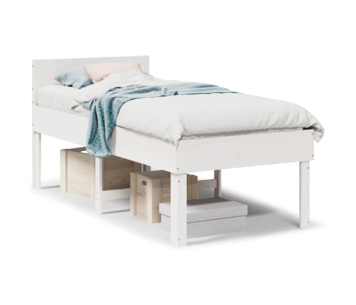 Estructura de cama sin colchón madera maciza blanca 90x190 cm