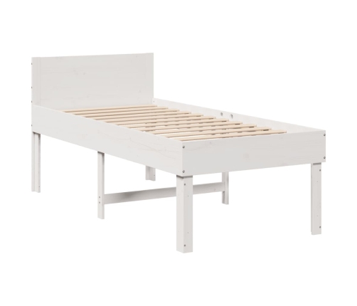 Estructura de cama sin colchón madera maciza blanca 90x190 cm