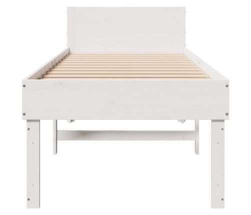 Estructura de cama sin colchón madera maciza blanca 75x190 cm