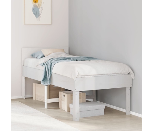 Estructura de cama sin colchón madera maciza blanca 75x190 cm