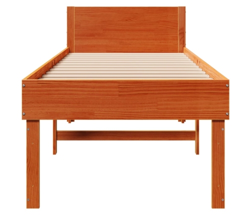 Cama sin colchón madera maciza pino marrón cera 80x200 cm