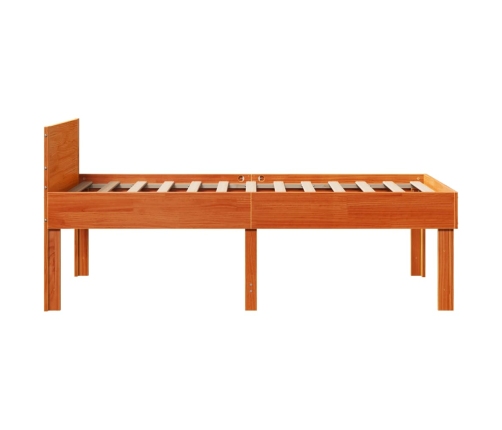 Cama sin colchón madera maciza pino marrón cera 80x200 cm