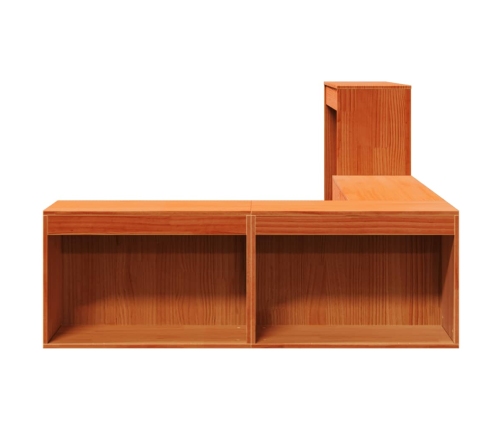 Mueble con escritorio madera maciza pino marrón 232x122x75 cm