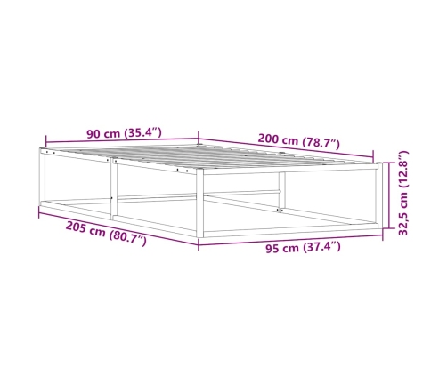 Estructura de cama sin colchón de metal blanco 90x200 cm