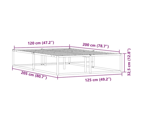 Estructura de cama sin colchón de metal blanco 120x200 cm