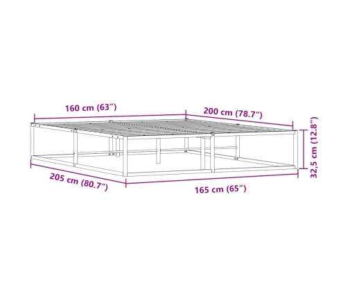 Estructura cama sin colchón metal blanco 160x200cm