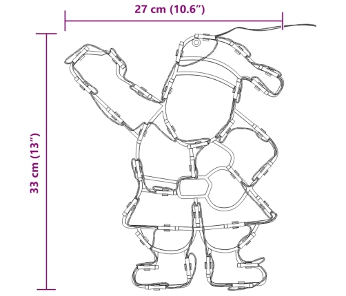 Luces de Navidad Santa Silueta 2 piezas 35 LEDs blanco cálido